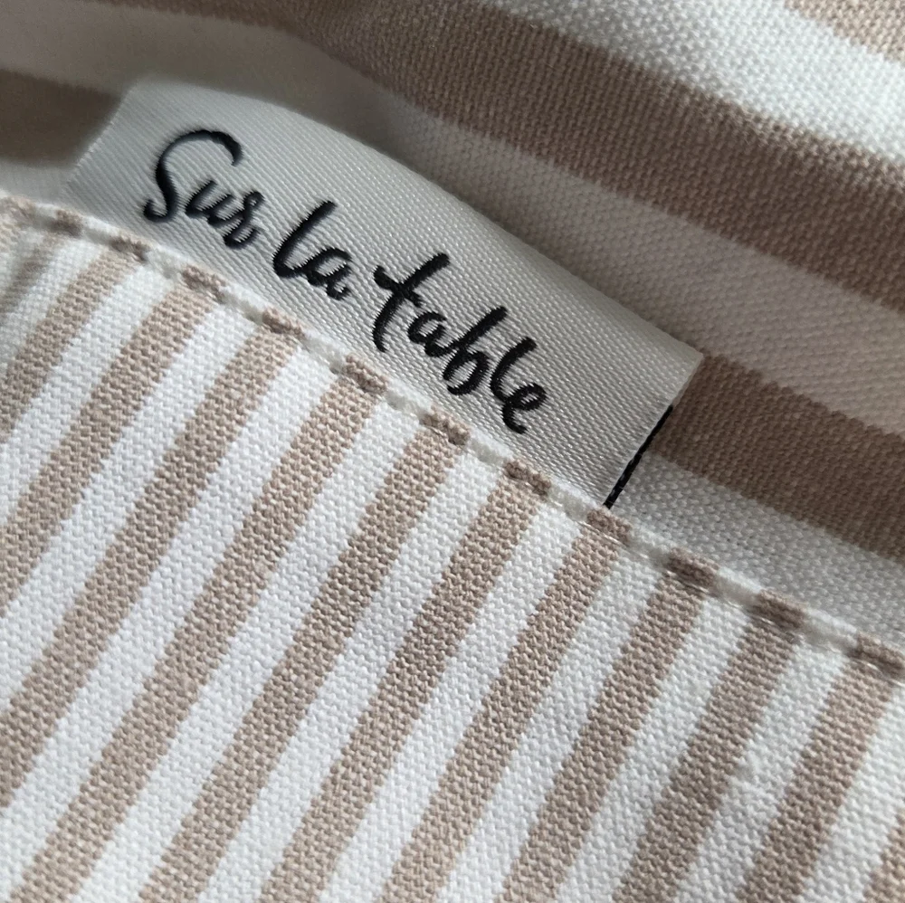 Sur La Table Striped Beige & White Apron with Front Pockets